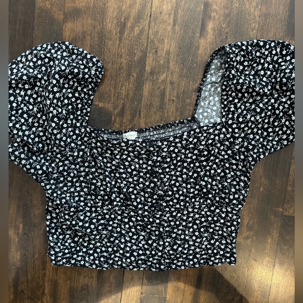 Garage  Black and White Floral Blouse